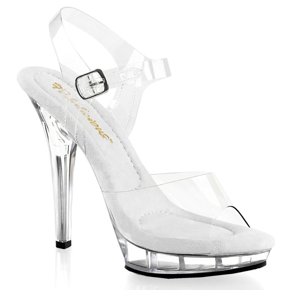 Clear Strap Platform High Heel Sandal - White